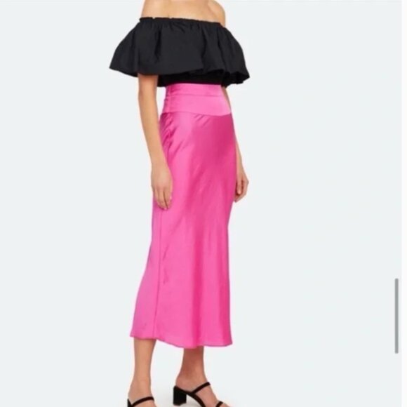 Free People Dresses & Skirts - Free People Normani Bias Cut Satin Skirt In Electric Bubblegum Size 10
